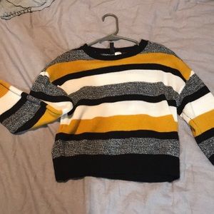 Yellow + black cropped sweater